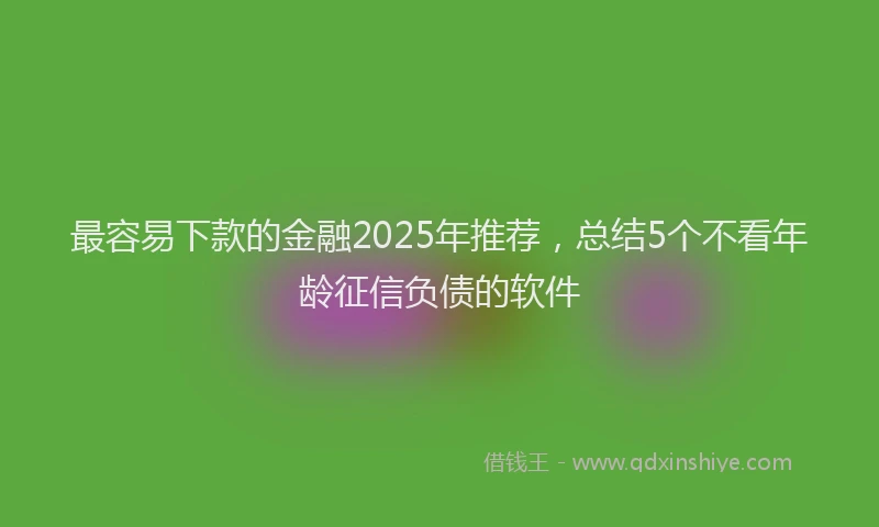 最容易下款的金融2025年推荐，总结5个不看年龄征信负债的软件