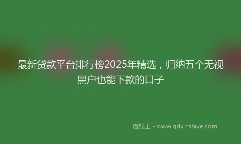 最新贷款平台排行榜2025年精选，归纳五个无视黑户也能下款的口子