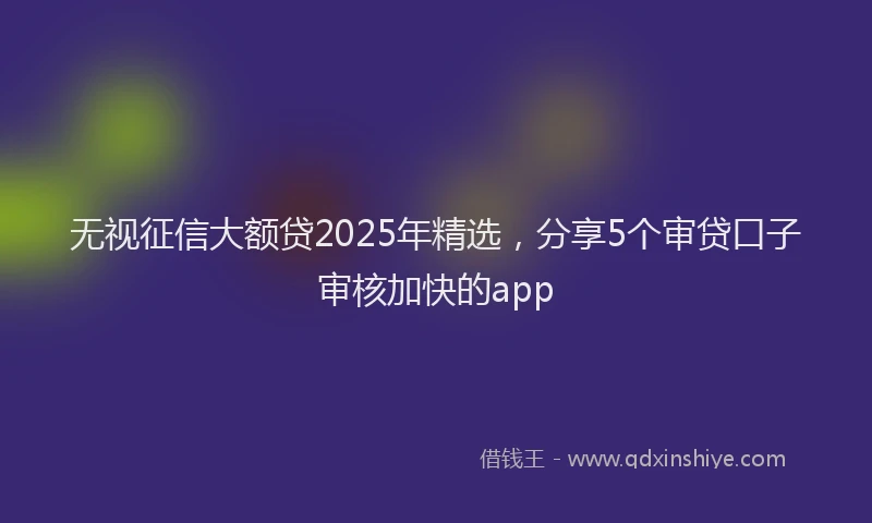 无视征信大额贷2025年精选，分享5个审贷口子审核加快的app