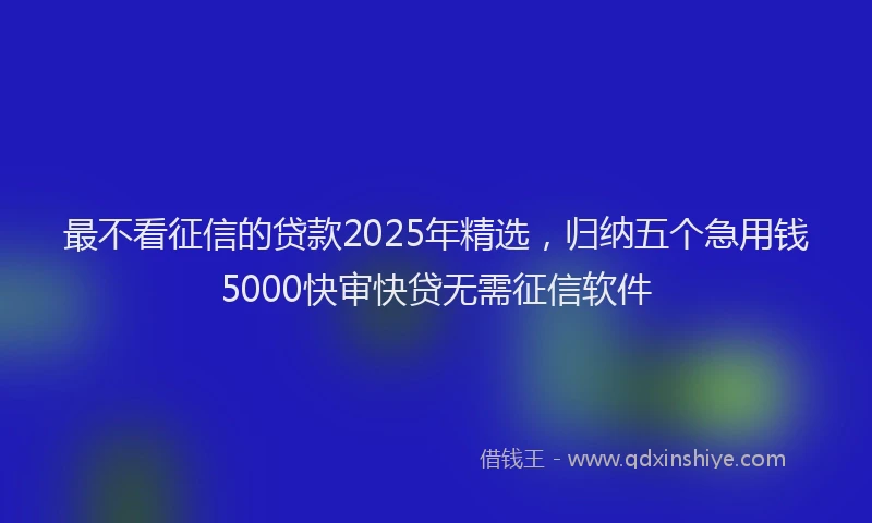 最不看征信的贷款2025年精选，归纳五个急用钱5000快审快贷无需征信软件