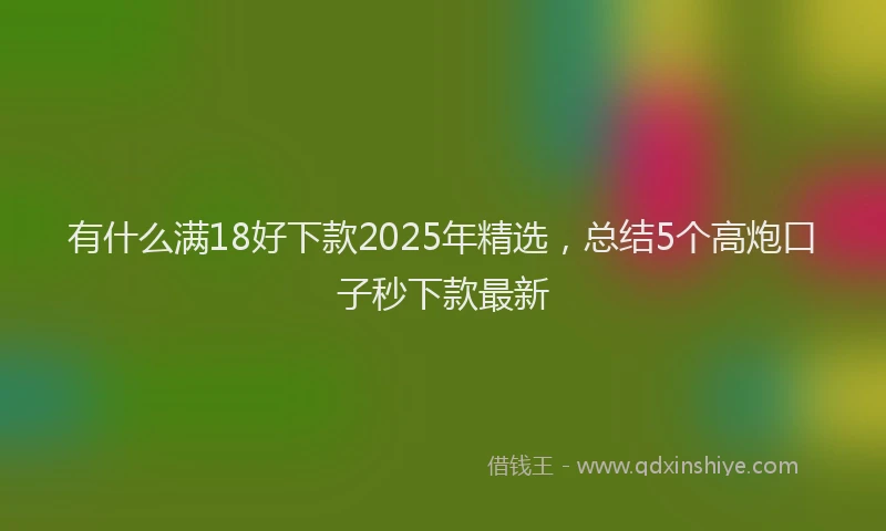 有什么满18好下款2025年精选，总结5个高炮口子秒下款最新