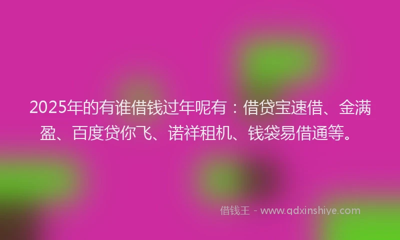 2025年的有谁借钱过年呢有：借贷宝速借、金满盈、百度贷你飞、诺祥租机、钱袋易借通等。