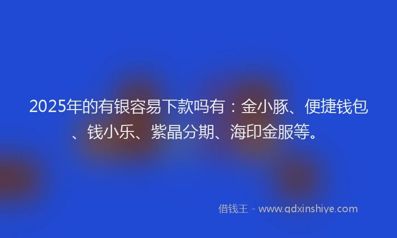 2025年的有银容易下款吗有：金小豚、便捷钱包、钱小乐、紫晶分期、海印金服等。