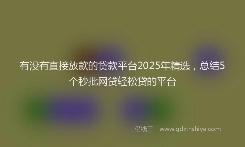 有没有直接放款的贷款平台2025年精选，总结5个秒批网贷轻松贷的平台