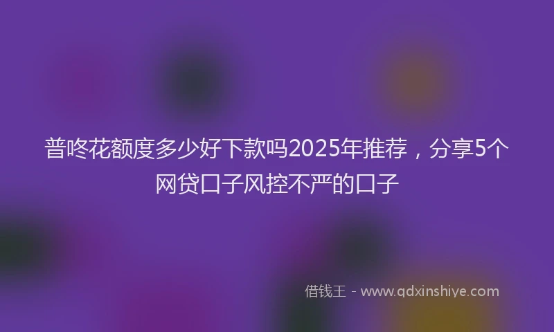 普咚花额度多少好下款吗2025年推荐，分享5个网贷口子风控不严的口子