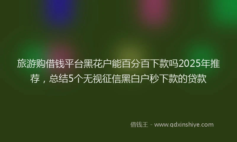 旅游购借钱平台黑花户能百分百下款吗2025年推荐，总结5个无视征信黑白户秒下款的贷款