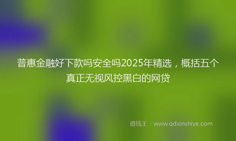 普惠金融好下款吗安全吗2025年精选，概括五个真正无视风控黑白的网贷