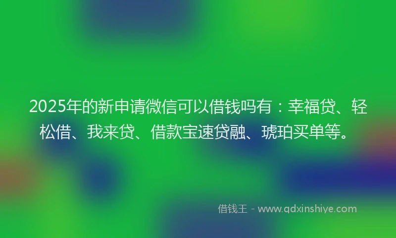 2025年的新申请微信可以借钱吗有：幸福贷、轻松借、我来贷、借款宝速贷融、琥珀买单等。