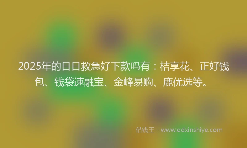2025年的日日救急好下款吗有：桔享花、正好钱包、钱袋速融宝、金峰易购、鹿优选等。