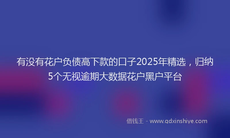 有没有花户负债高下款的口子2025年精选，归纳5个无视逾期大数据花户黑户平台