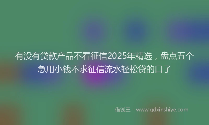 有没有贷款产品不看征信2025年精选，盘点五个急用小钱不求征信流水轻松贷的口子
