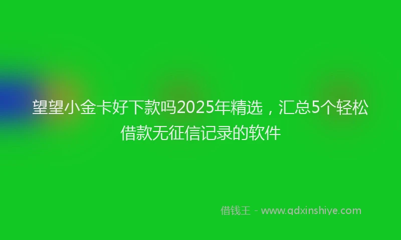 望望小金卡好下款吗2025年精选，汇总5个轻松借款无征信记录的软件