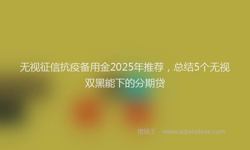 无视征信抗疫备用金2025年推荐，总结5个无视双黑能下的分期贷