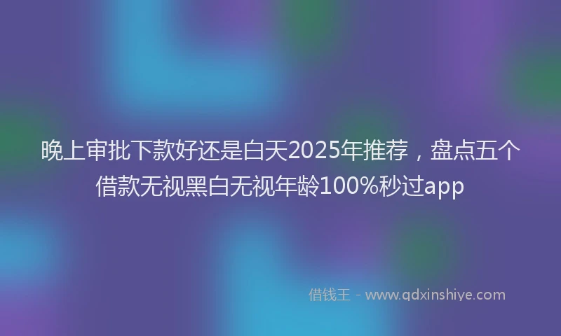 晚上审批下款好还是白天2025年推荐，盘点五个借款无视黑白无视年龄100%秒过app