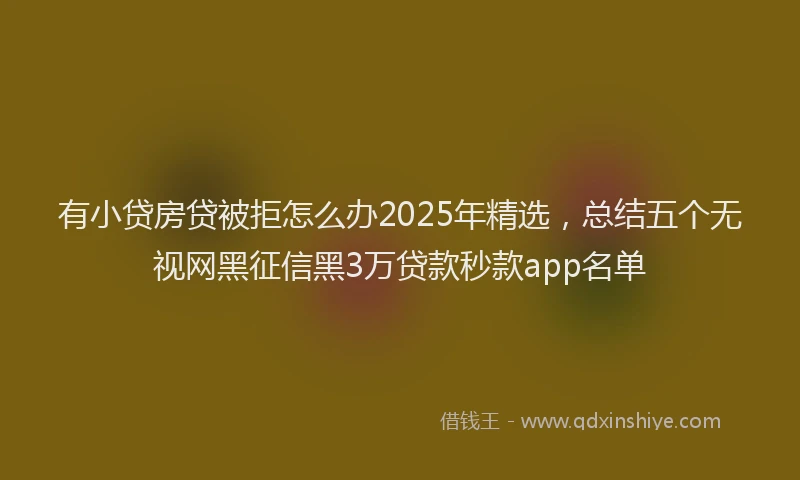 有小贷房贷被拒怎么办2025年精选，总结五个无视网黑征信黑3万贷款秒款app名单