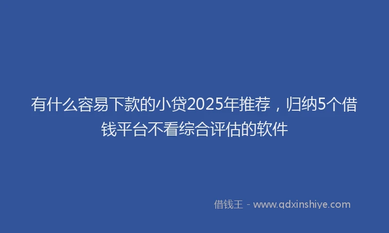 有什么容易下款的小贷2025年推荐，归纳5个借钱平台不看综合评估的软件