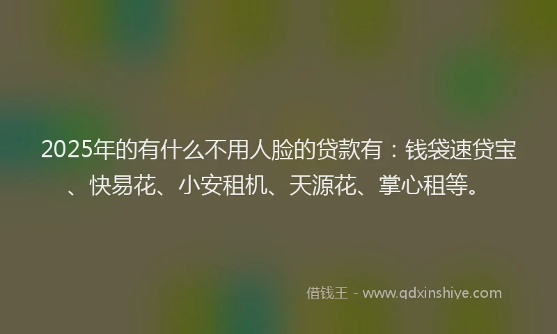 2025年的有什么不用人脸的贷款有：钱袋速贷宝、快易花、小安租机、天源花、掌心租等。