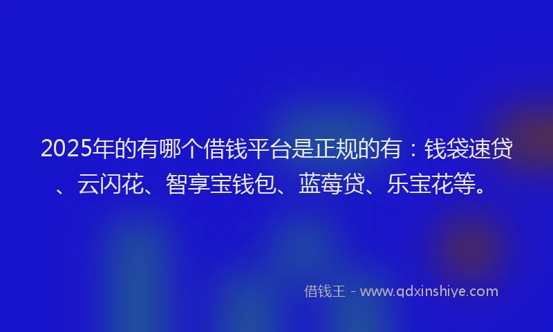 2025年的有哪个借钱平台是正规的有：钱袋速贷、云闪花、智享宝钱包、蓝莓贷、乐宝花等。