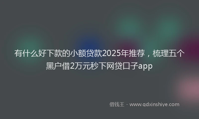 有什么好下款的小额贷款2025年推荐，梳理五个黑户借2万元秒下网贷口子app