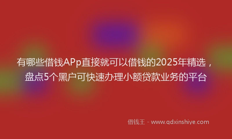 有哪些借钱APp直接就可以借钱的2025年精选，盘点5个黑户可快速办理小额贷款业务的平台