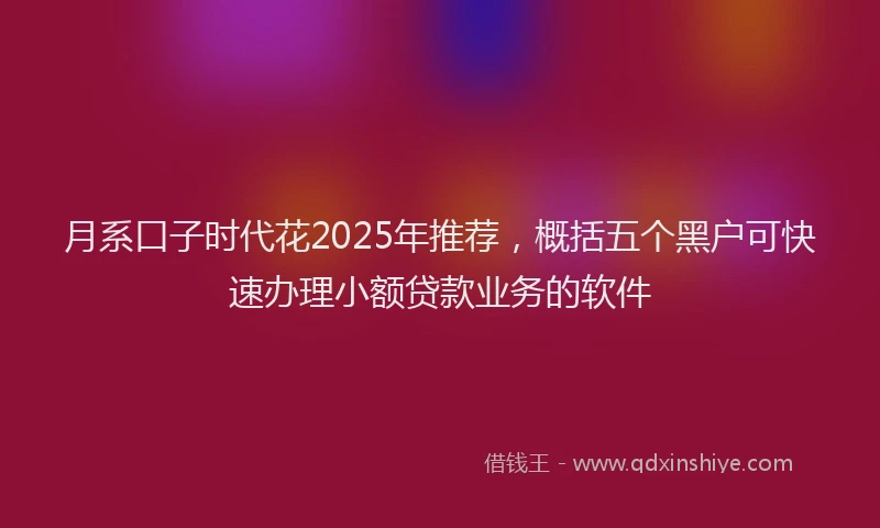 月系口子时代花2025年推荐，概括五个黑户可快速办理小额贷款业务的软件