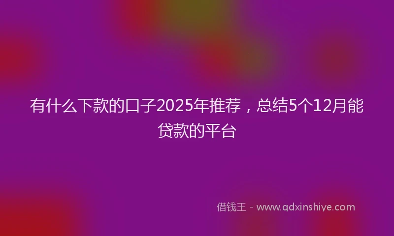 有什么下款的口子2025年推荐，总结5个12月能贷款的平台