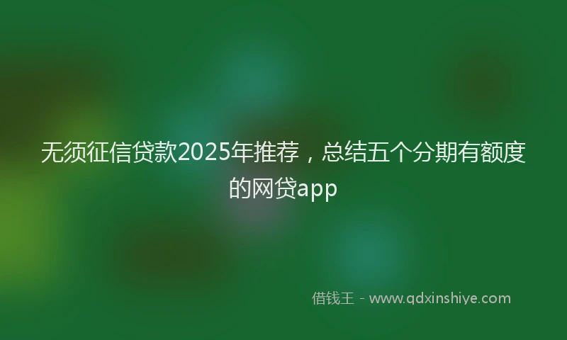 无须征信贷款2025年推荐，总结五个分期有额度的网贷app