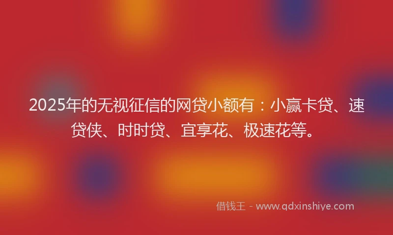 2025年的无视征信的网贷小额有：小赢卡贷、速贷侠、时时贷、宜享花、极速花等。