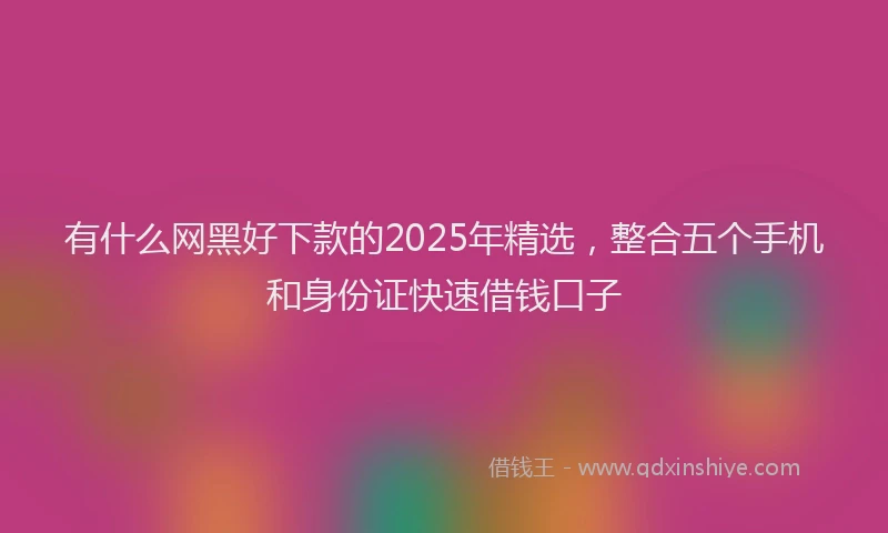 有什么网黑好下款的2025年精选，整合五个手机和身份证快速借钱口子