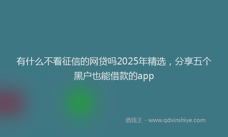 有什么不看征信的网贷吗2025年精选，分享五个黑户也能借款的app