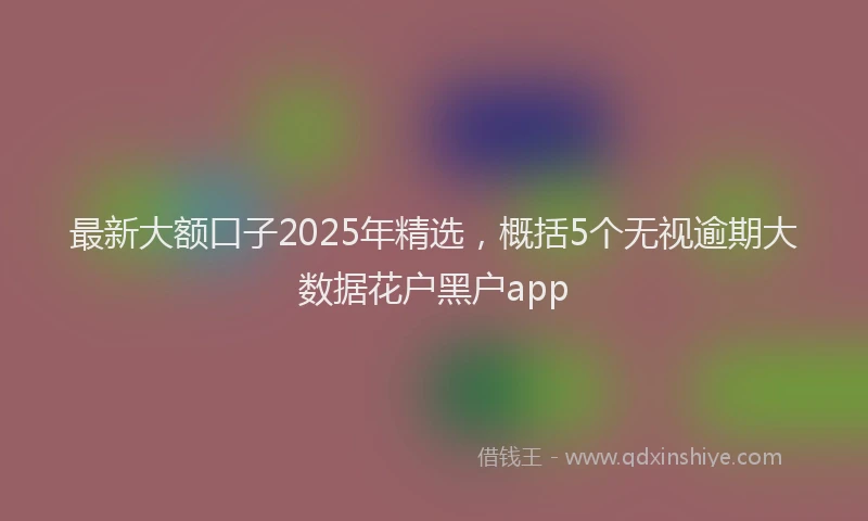 最新大额口子2025年精选，概括5个无视逾期大数据花户黑户app