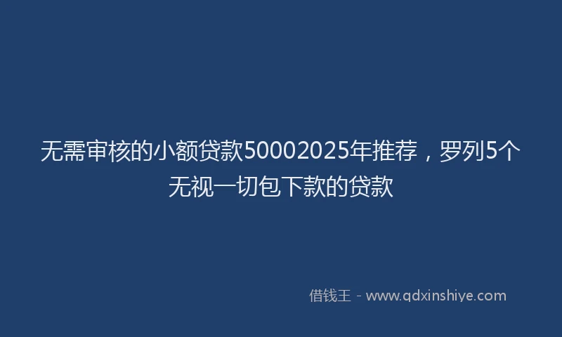 无需审核的小额贷款50002025年推荐，罗列5个无视一切包下款的贷款