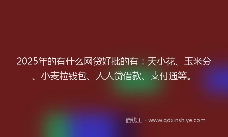 2025年的有什么网贷好批的有：天小花、玉米分、小麦粒钱包、人人贷借款、支付通等。