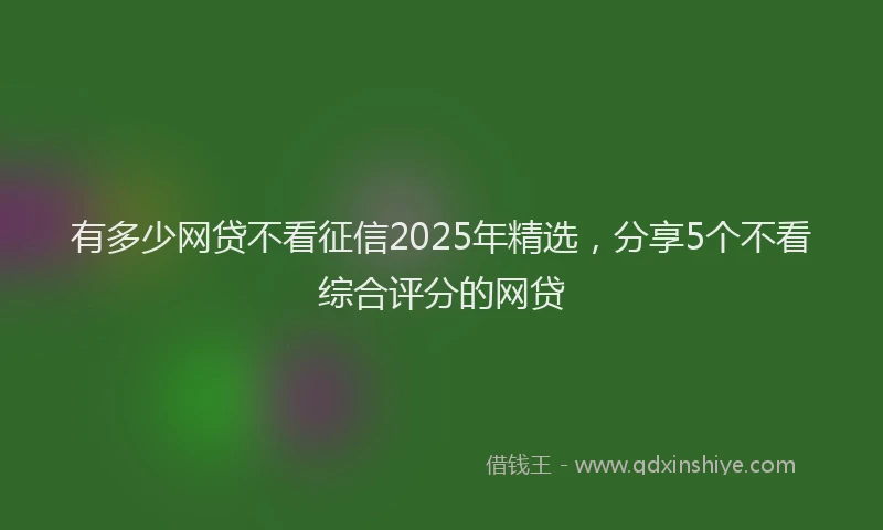 有多少网贷不看征信2025年精选，分享5个不看综合评分的网贷
