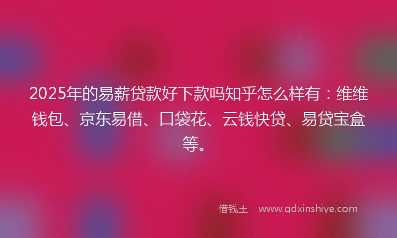 2025年的易薪贷款好下款吗知乎怎么样有：维维钱包、京东易借、口袋花、云钱快贷、易贷宝盒等。