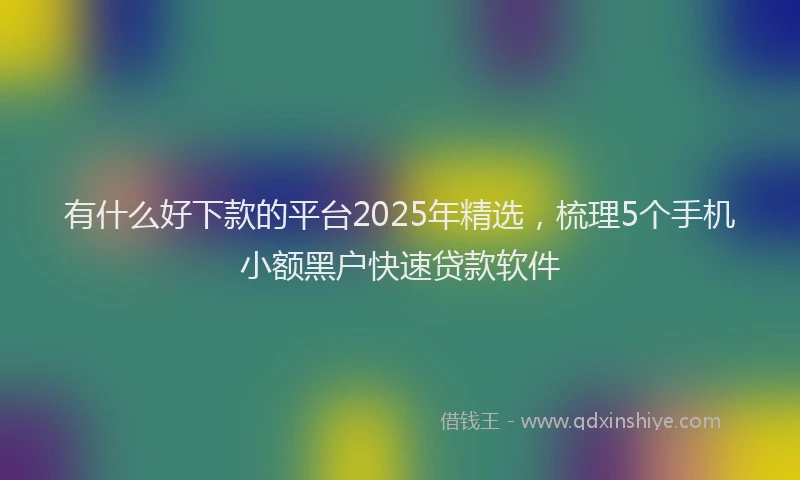 有什么好下款的平台2025年精选，梳理5个手机小额黑户快速贷款软件
