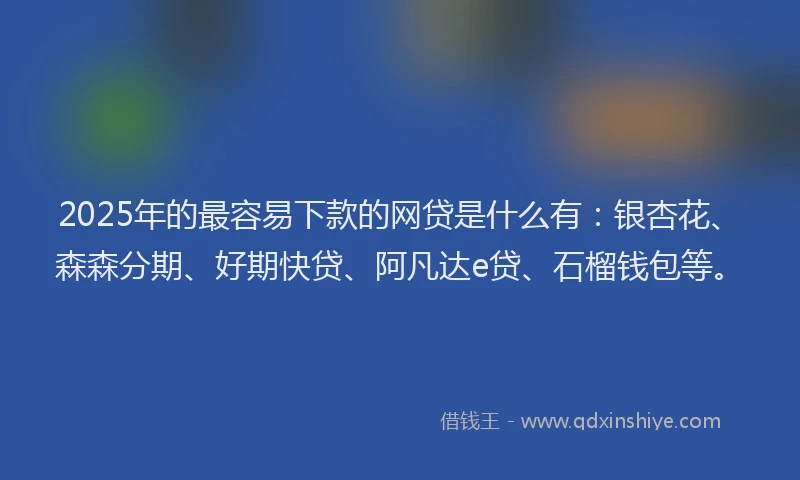 2025年的最容易下款的网贷是什么有:银杏花、森森分期、好期快贷、阿凡达e贷、石榴钱包等。