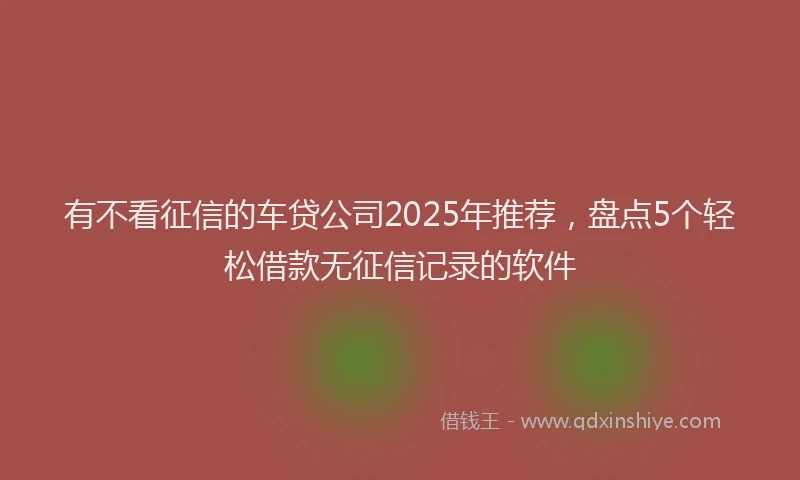 有不看征信的车贷公司2025年推荐，盘点5个轻松借款无征信记录的软件
