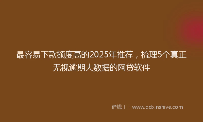 最容易下款额度高的2025年推荐，梳理5个真正无视逾期大数据的网贷软件