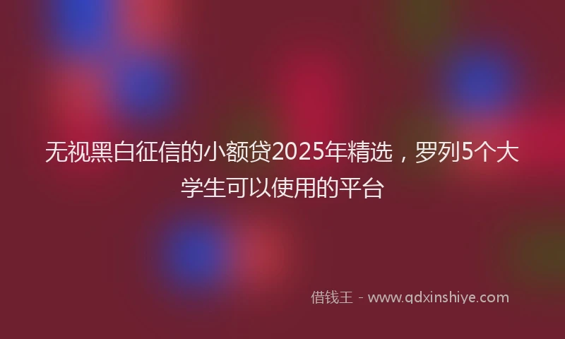 无视黑白征信的小额贷2025年精选，罗列5个大学生可以使用的平台