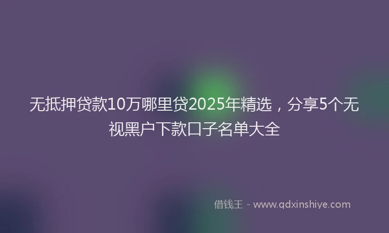 无抵押贷款10万哪里贷2025年精选，分享5个无视黑户下款口子名单大全