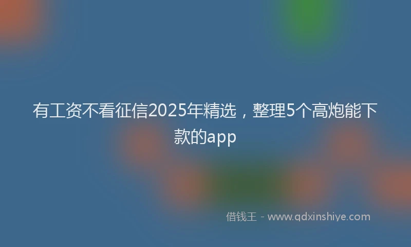 有工资不看征信2025年精选，整理5个高炮能下款的app