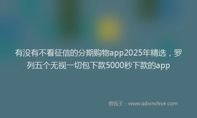 有没有不看征信的分期购物app2025年精选，罗列五个无视一切包下款5000秒下款的app
