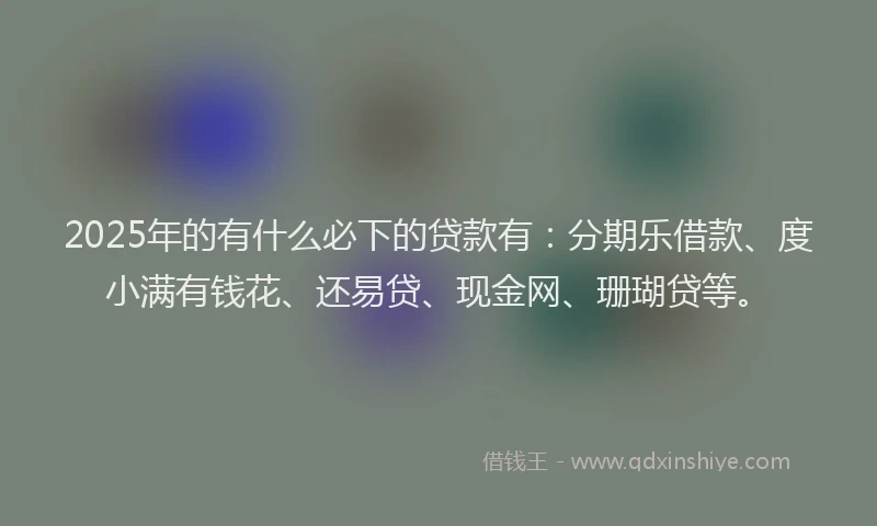 2025年的有什么必下的贷款有：分期乐借款、度小满有钱花、还易贷、现金网、珊瑚贷等。