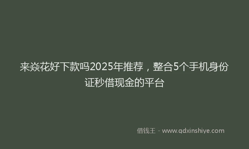 来焱花好下款吗2025年推荐，整合5个手机身份证秒借现金的平台