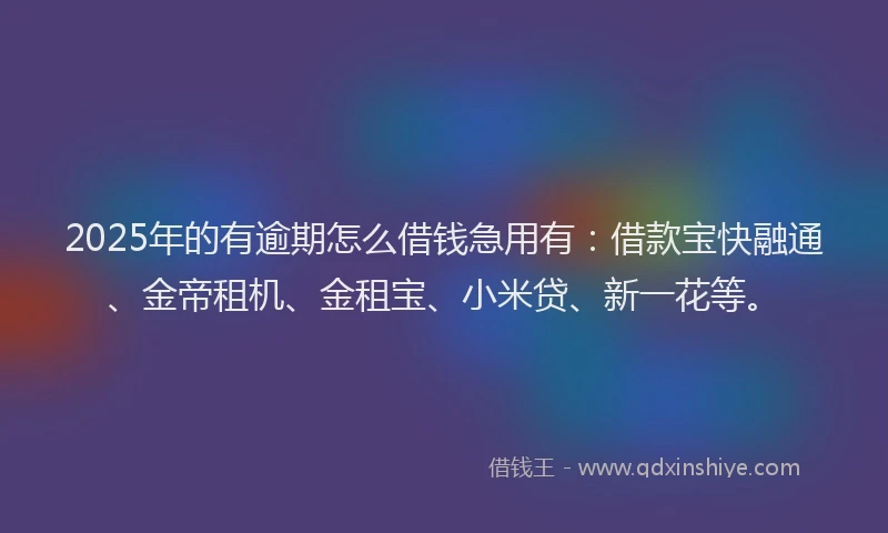 2025年的有逾期怎么借钱急用有：借款宝快融通、金帝租机、金租宝、小米贷、新一花等。