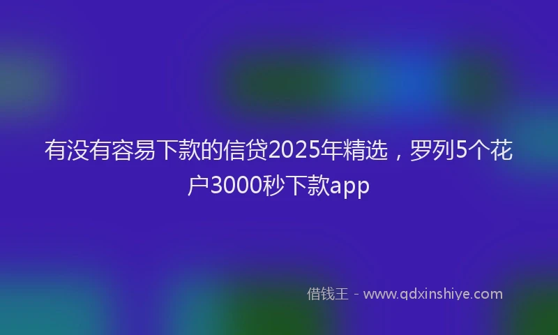 有没有容易下款的信贷2025年精选，罗列5个花户3000秒下款app