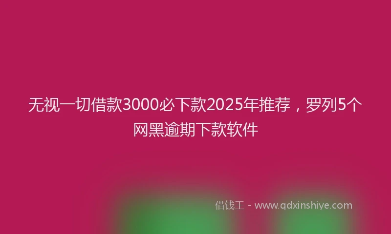 无视一切借款3000必下款2025年推荐，罗列5个网黑逾期下款软件