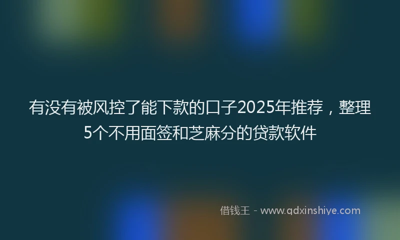 有没有被风控了能下款的口子2025年推荐，整理5个不用面签和芝麻分的贷款软件