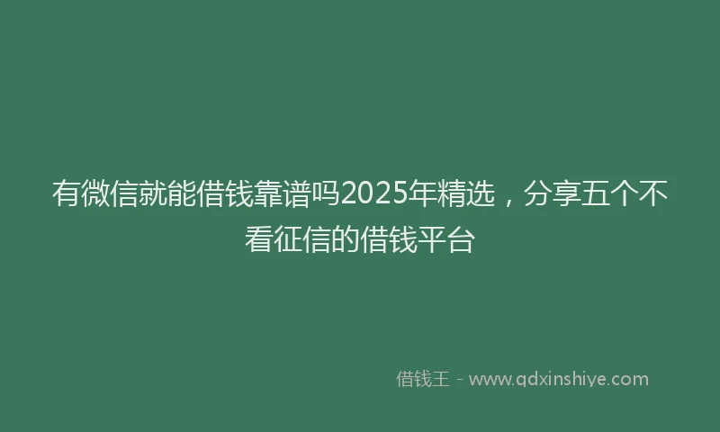 有微信就能借钱靠谱吗2025年精选，分享五个不看征信的借钱平台